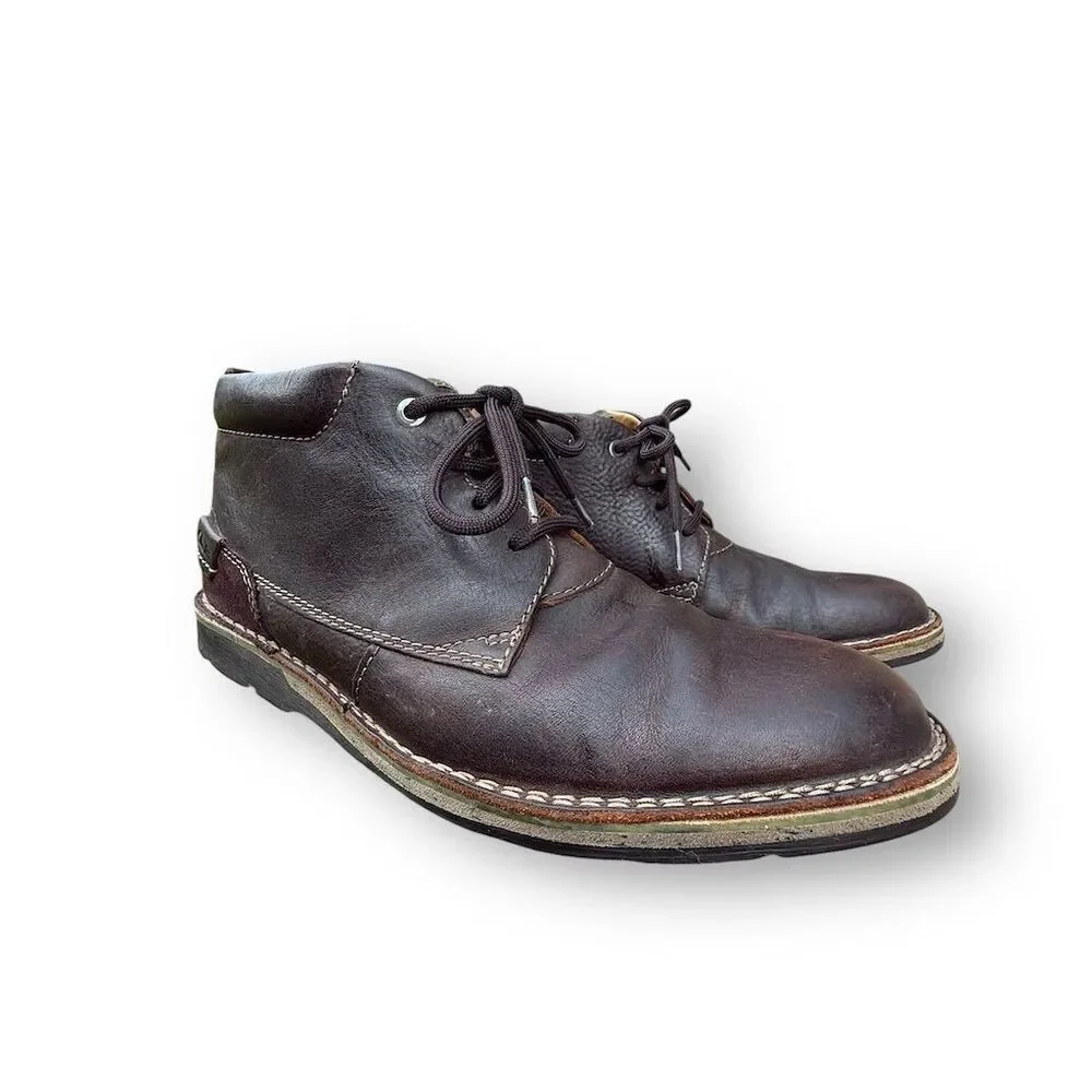 Clarks Men's Brown Leather Chukka Boots Size 10 Lace Up Comfort Business Casual - Picture 3 of 13